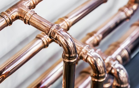 Copper pipes and fittings for carrying out plumbing